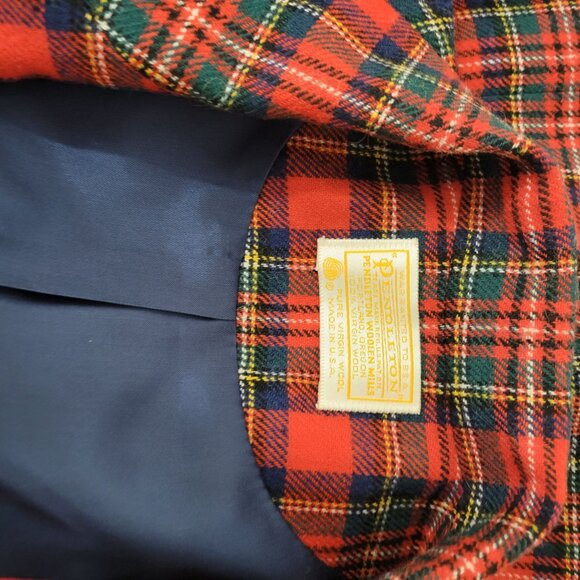 Pendleton Vintage Red Tartan Plaid Wool Blazer - Picture 3 of 5